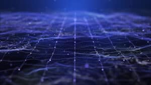 Abstract digital landscape with glowing purple data network and topographic wireframe lines on dark background - Krypto Investigation - Krypto Investigation Polygon-Netzwerk: Warum Krypto-Betrüger darauf setzen